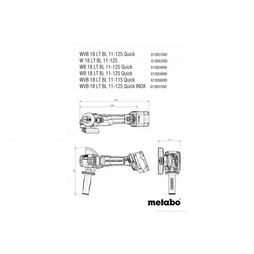 Meuleuse 125 mm 18 V sans fil WVB 18 LT BL 11-125 Quick Inox Pick+Mix - sans batterie - Metabo