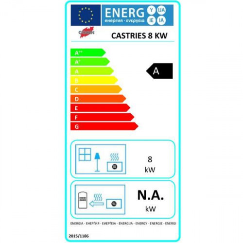 Poêle à bois CASTRIES étanche - Eco Control - 8 kW - Rdt: 82,4% - B. 33 cm -Noir - Godin