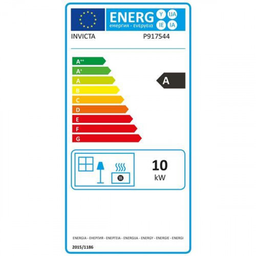 Poêle à bois MODENA - 10 kW - Rdt: 77% - B. 50 cm - 100% Fonte anthracite - Invicta