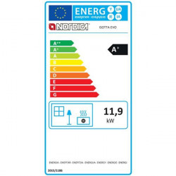 Poêle à bois Isetta EVO - 11,9 kW - Rdt: 82% - Foyer Fonte - B. 50 cm - Fonte - Nordica extraflame