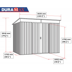 Abri de jardin métal - 4,84m² - kit ancrage - Anthracite - Duramax