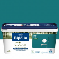 Peinture bleu pop pour mur, boiserie et radiateur O'pur satiné 2 l - RIPOLIN