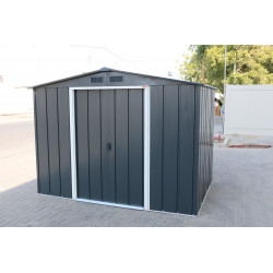 Abri de jardin métal - 4,75m² - kit ancrage - Anthracite - Duramax