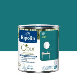 Peinture bleu pop pour mur, boiserie et radiateur O'pur satiné 0.5 l - RIPOLIN