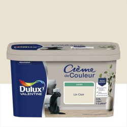 Peinture pour mur et boiserie Crème de couleur lin clair satin 2.5l de marque DULUX VALENTINE, référence: B7772600