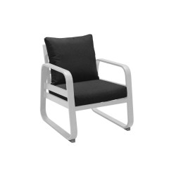 Fauteuil détente de jardin Tonio blanc/gris - Aluminium - coussins déhoussables de marque PROLOISIRS, référence: J7854500