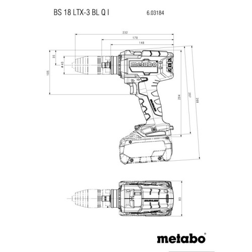 Perceuse visseuse 18 V BS 18 LTX-3 BL Q I (sans batterie ni chargeur), coffret - Metabo