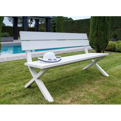 Banc de jardin 2 places Crossway avec dossier blanc 160 x 84 x 62 cm - PROLOISIRS