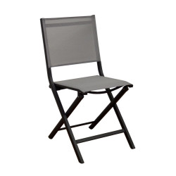 Lot de 2 Chaises de jardin pliantes Thema - graphite/chiné perle - Alu/Toile TPEP de marque PROLOISIRS, référence: J7900800