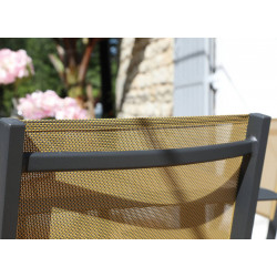 Lot de 2 Chaises de jardin pliantes Thema - graphite/chiné moutarde - Alu/Toile TPEP - PROLOISIRS