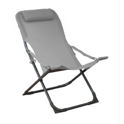 Lot de 2 Relax de jardin pliants Easy - graphite/perle - Aluminium/Toile TPEP de marque PROLOISIRS, référence: J7901500