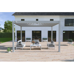 Pergola bioclimatique autoportante gris perle - 300 x 400 x H. 258 cm de marque Ombréa, référence: J8009400