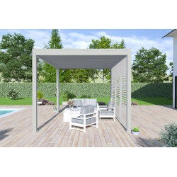 Pergola bioclimatique autoportante gris perle - 300 x 400 x H. 258 cm - Ombréa