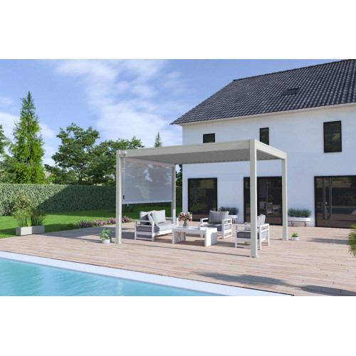 Pergola bioclimatique autoportante gris perle - 300 x 400 x H. 258 cm - Ombréa