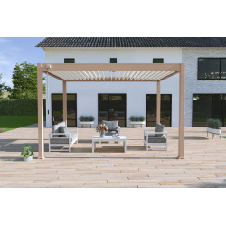 Pergola bioclimatique autoportante beige/blanc - 300 x 400 x H. 258 cm de marque Ombréa, référence: J8009500