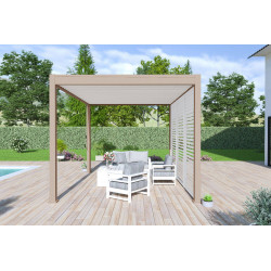 Pergola bioclimatique autoportante beige/blanc - 300 x 400 x H. 258 cm - Ombréa