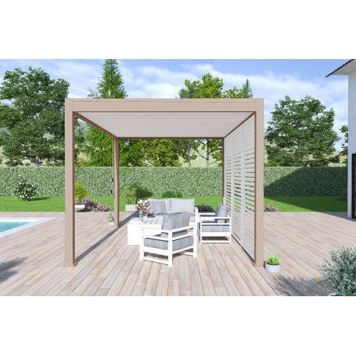 Pergola bioclimatique autoportante beige/blanc - 300 x 400 x H. 258 cm - Ombréa