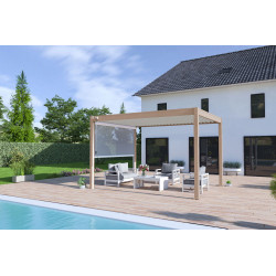 Pergola bioclimatique autoportante beige/blanc - 300 x 400 x H. 258 cm - Ombréa