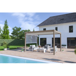 Pergola bioclimatique autoportante taupe/blanc - 300 x 400 x H. 258 cm - Ombréa