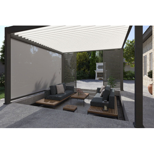 Pergola bioclimatique autoportante bicolore - 400 x 400 x H. 258 cm - Ombréa