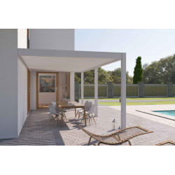 Pergola bioclimatique adossée blanc - 300 x 600 x H. 258 cm - Ombréa