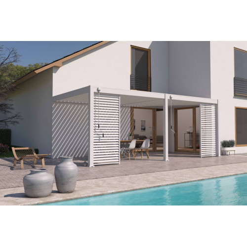 Pergola bioclimatique adossée blanc - 300 x 600 x H. 258 cm - Ombréa