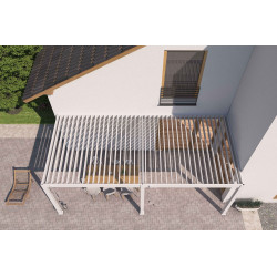 Pergola bioclimatique adossée blanc - 300 x 600 x H. 258 cm - Ombréa