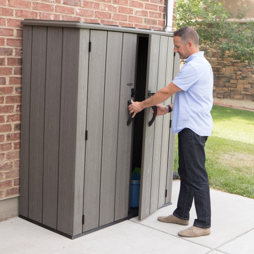 Armoire de Rangement 1,94 m³ – Résine PEHD et Acier – Imitation Bois - HABRITA