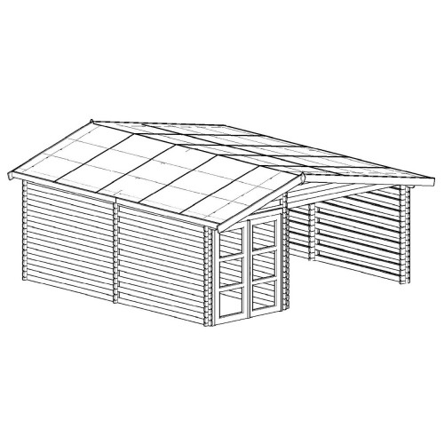 Abri Balmont Double Pente 29,12 m² – Épicéa Massif 28 mm – Bardeau Bitumé – Sans Plancher - HABRITA