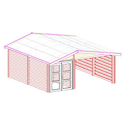 Abri Balmont Double Pente 29,12 m² – Épicéa Massif 28 mm – Bardeau Bitumé – Sans Plancher - HABRITA