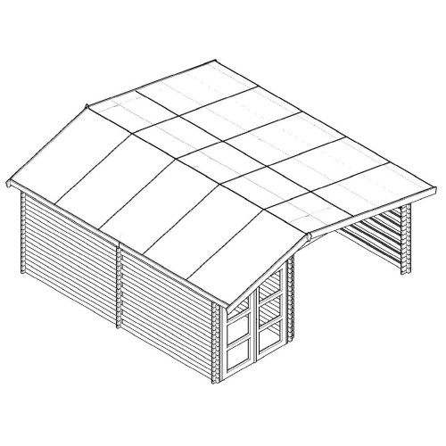 Abri Balmont Double Pente 29,12 m² – Épicéa Massif 28 mm – Bardeau Bitumé – Sans Plancher - HABRITA