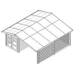 Abri Balmont Double Pente 29,12 m² – Épicéa Massif 28 mm – Bardeau Bitumé – Sans Plancher - HABRITA