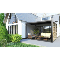 Pergola bioclimatique ALUMINIUM 10,80 m² - gris anthracite - ventelles latérales - HABRITA