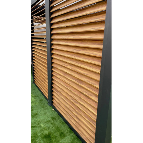 Ventelles aluminium mobiles imitation bois - 3 m pour pergola PER 3630 BI, 2430 BI - HABRITA