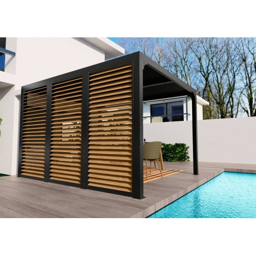 Ventelles latérales mobiles imitation bois pour pergola bioclimatique PER 3630 BI et PER 3660 BI - 3,60 m - HABRITA