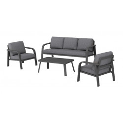 Set ensemble 4 pièces Grasse III en aluminium avec coussins - grey/gris de marque PROLOISIRS, référence: J8203100