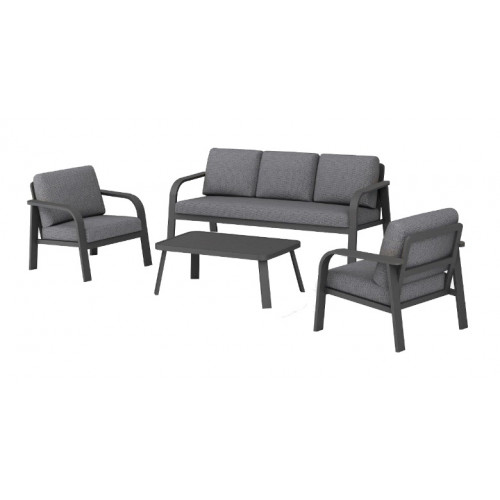 Set ensemble 4 pièces Grasse III en aluminium avec coussins - grey/gris - PROLOISIRS