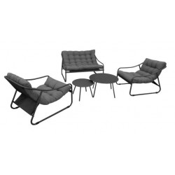 Set ensemble 5 pièces Bord'eau en aluminium/TPEP avec coussin - graphite/chiné gris de marque PROLOISIRS, référence: J8203400