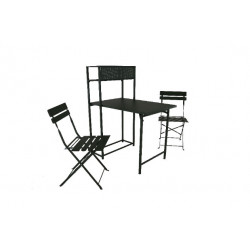 Set table avec 2 chaises pliantes Balcon en acier - graphite de marque PROLOISIRS, référence: J8203600