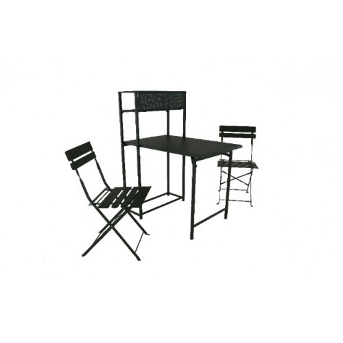 Set table avec 2 chaises pliantes Balcon en acier - graphite - PROLOISIRS