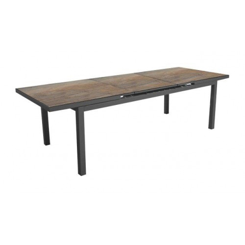 Table de jardin extensible Teramo en aluminium/HPL - 180/240 x 90 cm - graphite/bambou - PROLOISIRS