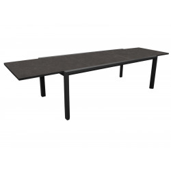 Table de jardin Sinnes en aluminium/fundermax - graphite/black jack - 200/300 x 104 cm - PROLOISIRS