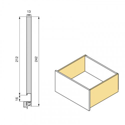 Tiroir extérieur Vertex 3D - 60 kg - 242 mm x 450 mm - Peint en blanc - Acier - EMUCA