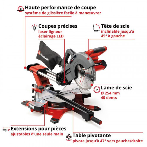 Scie à onglet radiale sans fil TE-SM 36/254 L Li-Solo - EINHELL 