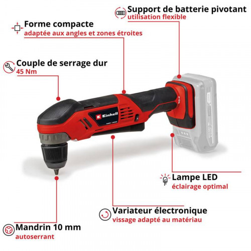 Perceuse visseuse d'angle sans fil TE-AD 18 Li - Solo - EINHELL 