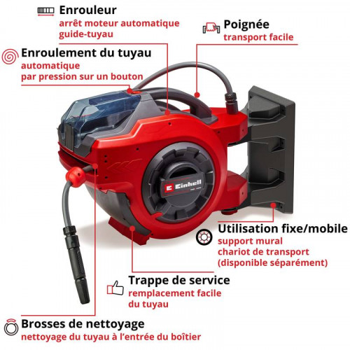 Enrouleur de tuyau sans fil GE-HR 18/30 Li-Solo - EINHELL 