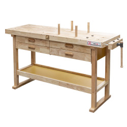 Etabli bois 1625 x 510 mm 4 tiroirs de marque Holzmann, référence: B8307300