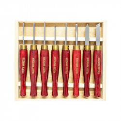 Coffret de 8 gouges courtes de tournage - L. 190 mm - Holzmann