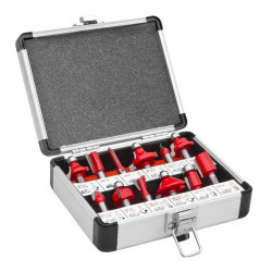 Coffret assortiment 12 mèches de défonceuse carbure Pro Q. 8 mm - Holzmann