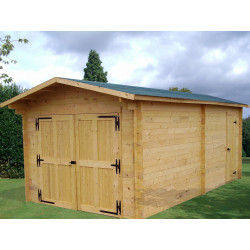 Garage Vectura Double Pente 24,23 m² – Épicéa Massif 42 mm – Feutre Bitumé – Sans Plancher de marque HABRITA, référence: J4217200